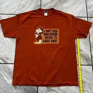 Disney Grumpy Orange Tee T-Shirt XL Snow White I’m Always Right